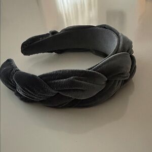 Elegant Gray Velvet Braided Headband